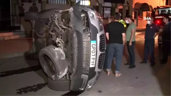 Maltepe'de kontrolden çıkan lüks cip yol ortasında devrildi