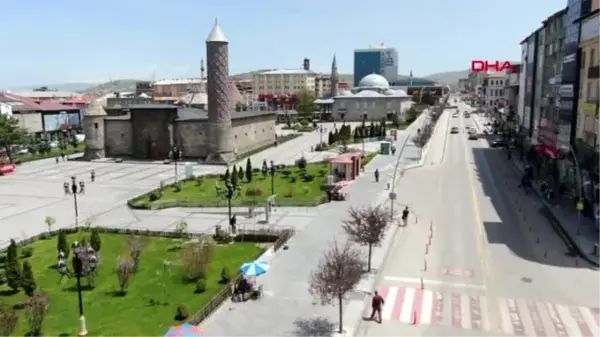 Erzurum'un cadde ve sokaklarında 'korona' sessizliği