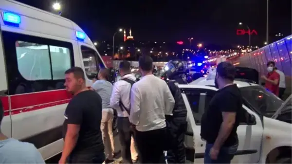 HALİÇ KÖPRÜSÜ'NDE KAMYON OTOMOBİLE ARKADAN ÇARPTI: 1 YARALI