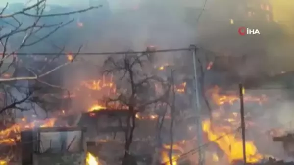 Artvin'in Dereiçi Köyü'nde yangın: 15'e yakın ev yandı