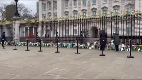 İngiltere'de halk Prens Philip'i anmak için Buckingham Sarayı önünde toplandı (2)