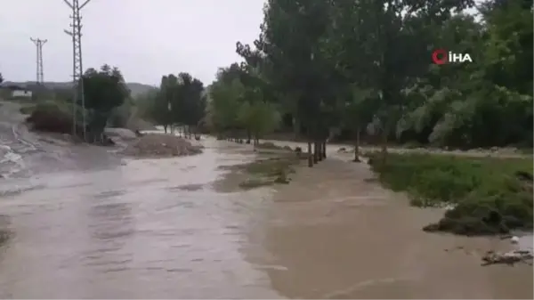 Sağanak yağış dereyi taşırdı