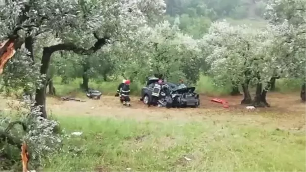 Yamaç aşağı sürüklenerek zeytin ağaçlarına çarpan otomobilin sürücüsü yaralandı