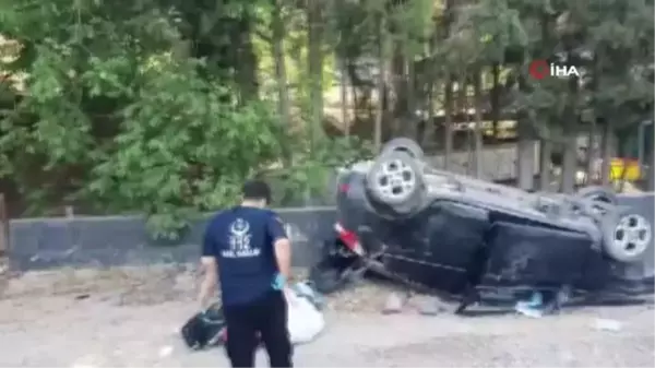 Takla atan otomobil yol kenarına devrildi: 3 yaralı