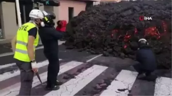 İspanyol bilim adamları La Palma'daki yanardağ için lavlardan örnekler topladı