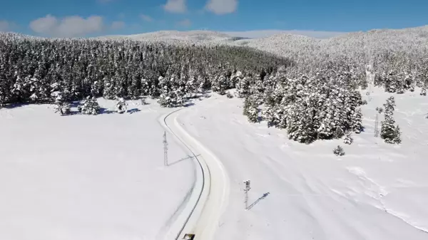 Köroğlu Dağları'nın karla kaplı yayla ve ormanları havadan görüntülendi