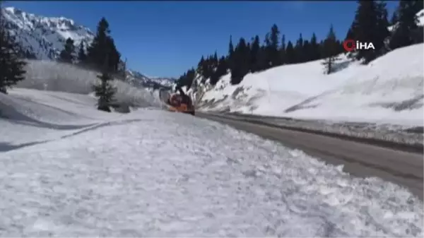 Bir metre kar üzerinde karayolları çalışanına doğum günü sürprizi