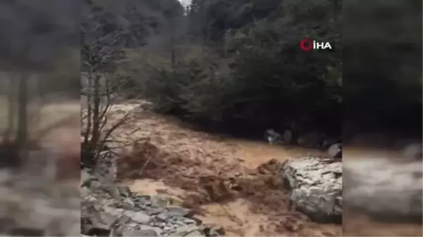 Rize'de eriyen kar suları heyelana neden oldu