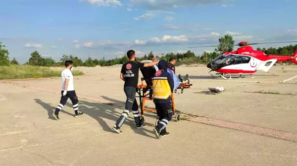 Ambulans helikopter kalp krizi geçiren hasta için havalandı