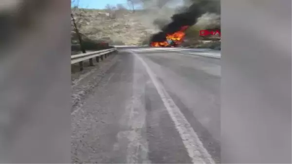 ŞARAMPOLE DEVRİLEN KAMYON ALEV ALEV YANDI, SÜRÜCÜ ÖLDÜ