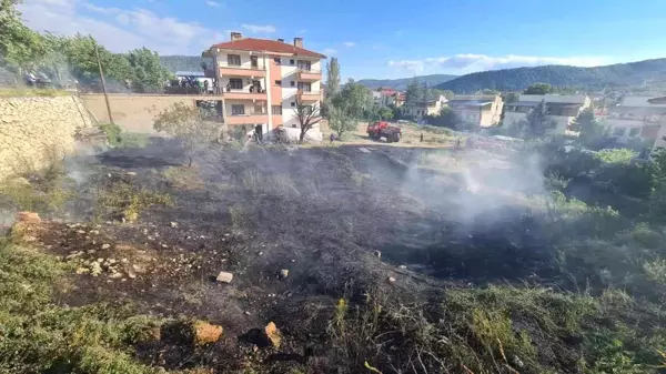 Kuru otların tutuşması ile çıkan yangın korkuttu