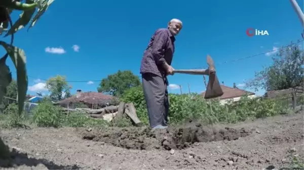 90 yaşındaki Muammer amca, yalnızlığını çalışarak unutuyor