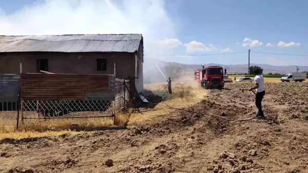 Elazığ 3. sayfa: Elazığ'da ahır yangını: 18 büyükbaş kurtarıldı, 30 ton saman yandı