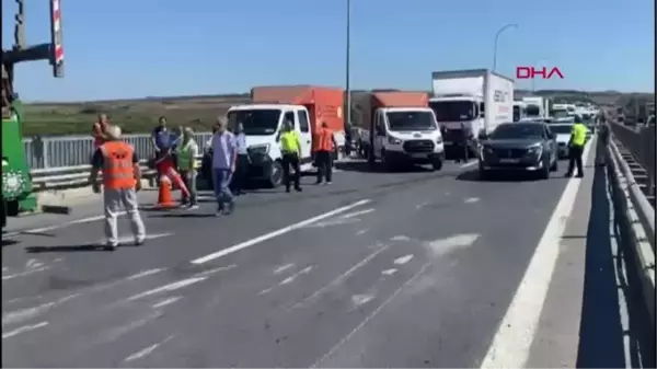 Edirne gündem haberi: TEM'de TIR devrildi otoyolun Edirne istikameti kapandı