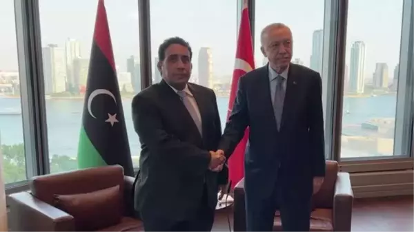 Cumhurbaşkanı Erdoğan, Libya Başkanlık Konseyi Başkanı Muhammed Yunus el-Menfi ile görüştü