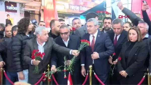 CHP GENEL BAŞKAN YARDIMCISI SALICI İLE İLÇE BAŞKANLARI TERÖR SALDIRISINDA ÖLENLER İÇİN KARANFİL BIRAKTI