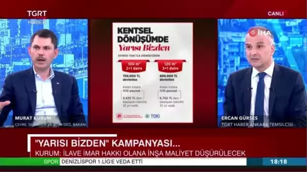 Çevre, Şehircilik ve İklim Değişikliği Bakanı Kurum, TGRT Haber'de gündeme ilişkin açıklamalarda bulundu