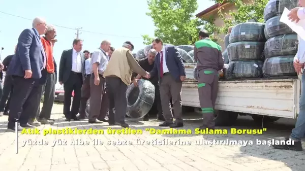 Ankara'da atık plastiklerden üretilen damlama sulama boruları çiftçilere dağıtılıyor