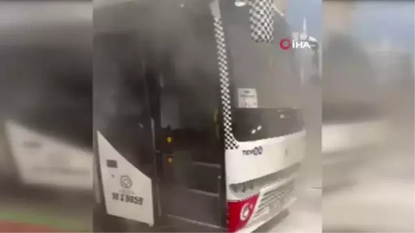 Yenişehir'de işçi servisi yangını