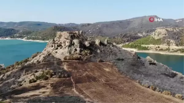 Çanakkale'deki 2 bin 500 yıllık Atikhisar Kalesi yangında zarar gördü