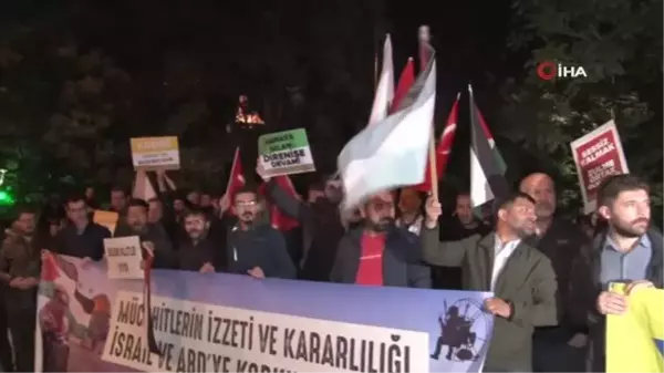 İsrail'in saldırısı Ankara Büyükelçiliği önünde protesto edildi