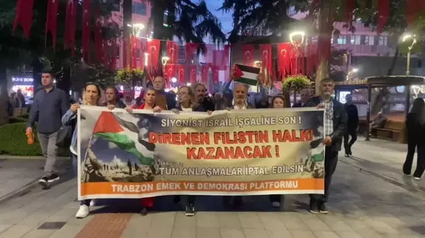 Eğitim-Sen Trabzon Şubesi İsrail'in Filistin'e yönelik saldırılarını protesto etti