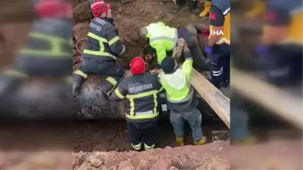 Su boru hattı çalışmasında göçük: Toprak altında kalan işçi böyle kurtarıldı