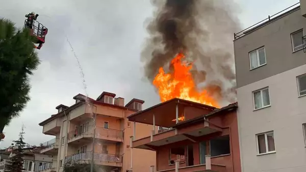 Pendik'te villanın çatısı alev alev yandı