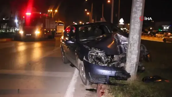 Çan'da elektrik direğine çarpan otomobil sürücüsü yaralandı