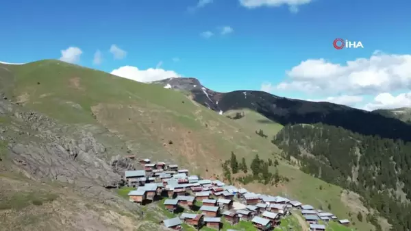 Ahşap mimarisi ile ünlü Yanıklı Köyü Yaylasının muhteşem bahar manzarası