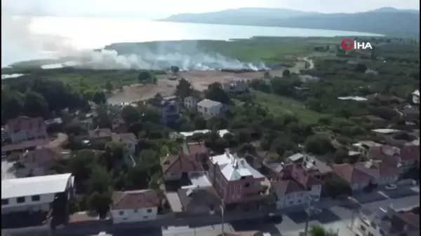 İznik Gölü kıyısındaki sazlıklarda yangın