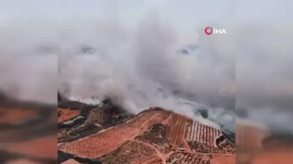 Ormanlık alana sıçrayan yangın böyle görüntülendi