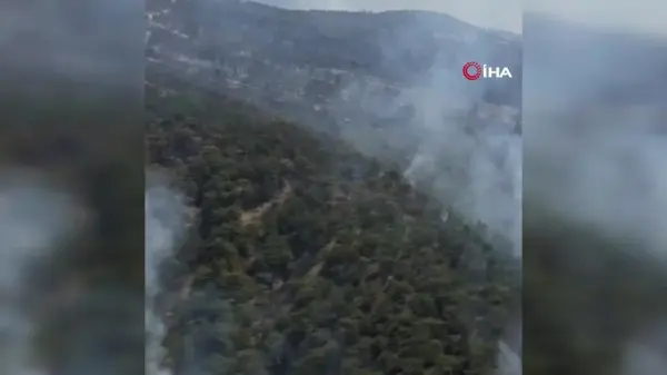 Bolu'da çıkan orman yangını helikopter kamerası ile görüntülendi