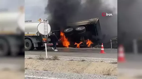 Tekerleği Kopan Kamyondan Kıvılcım Yangına Neden Oldu