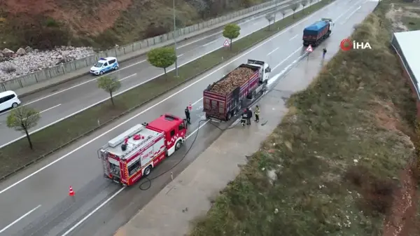 Aşırı Yük Tırın Lastiklerini Tutuşturdu