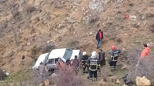 Çorum'da Şarampole Uçan Otomobilin Sürücüsü Yaralandı