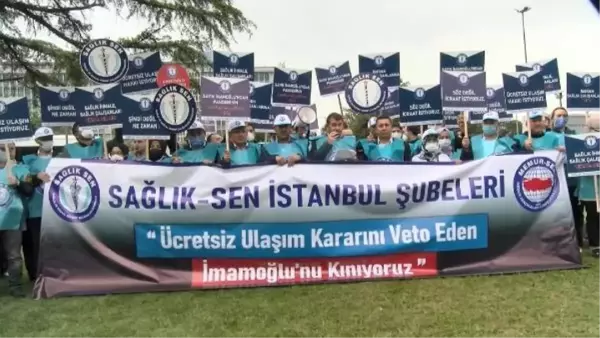 SAĞLIKÇILARDAN İBB ÖNÜNDE EYLEM