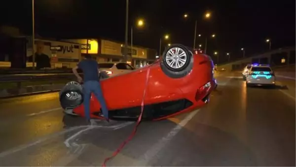 TAKLA ATARAK METRELERCE SÜRÜKLENEN OTOMOBİLDEN BURNU BİLE KANAMADAN ÇIKTI