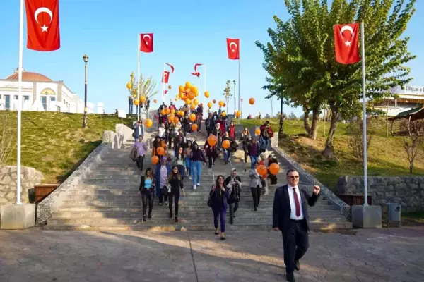 DİYARBAKIR - Kadınlar şiddete karşı turuncu balon uçurdu