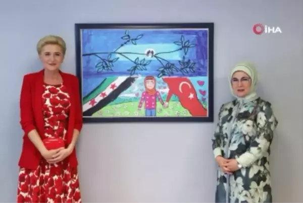 Emine Erdoğan, Polonya Cumhurbaşkanı Duda'nın eşi Agata Kornhauser Duda ile PIKTES Ofisi'ni ziyaret etti