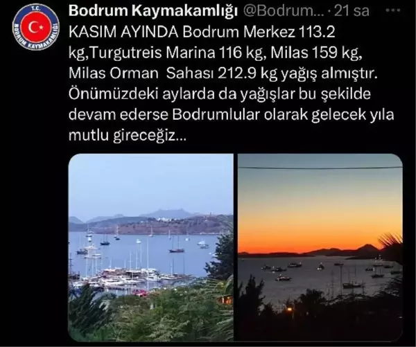 Bodrum ve Milas'ta Kasım Ayında Yoğun Yağış