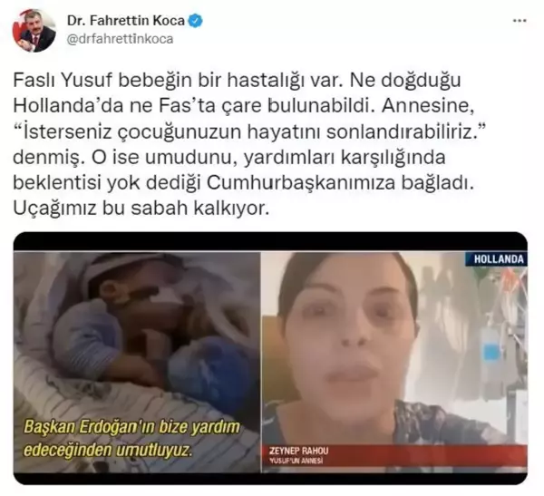 Son dakika haber | Sağlık Bakanlığı'na ait uçak, Faslı Yusuf bebek için Hollanda'ya gidiyor