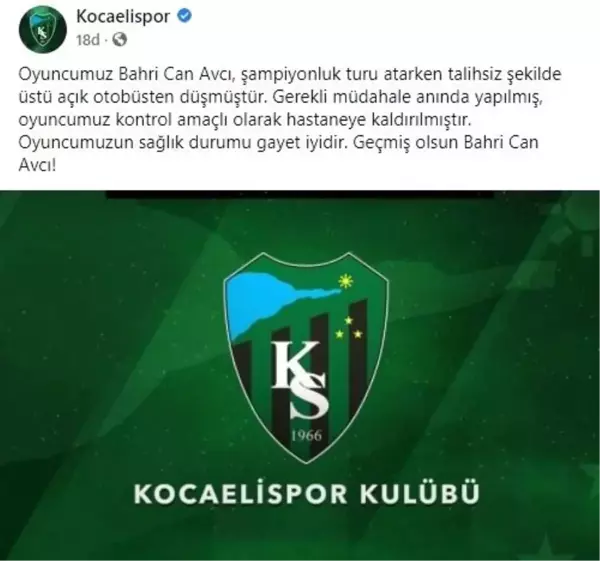 Kocaelispor şampiyonluk turunda iki futbolcu yaralandı: Futbolcu otobüsten böyle düştü