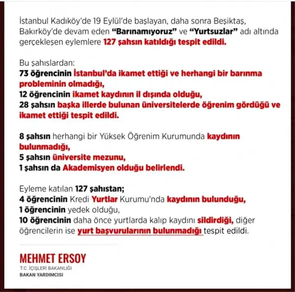 İçişleri Bakan Yardımcısı Ersoy: 