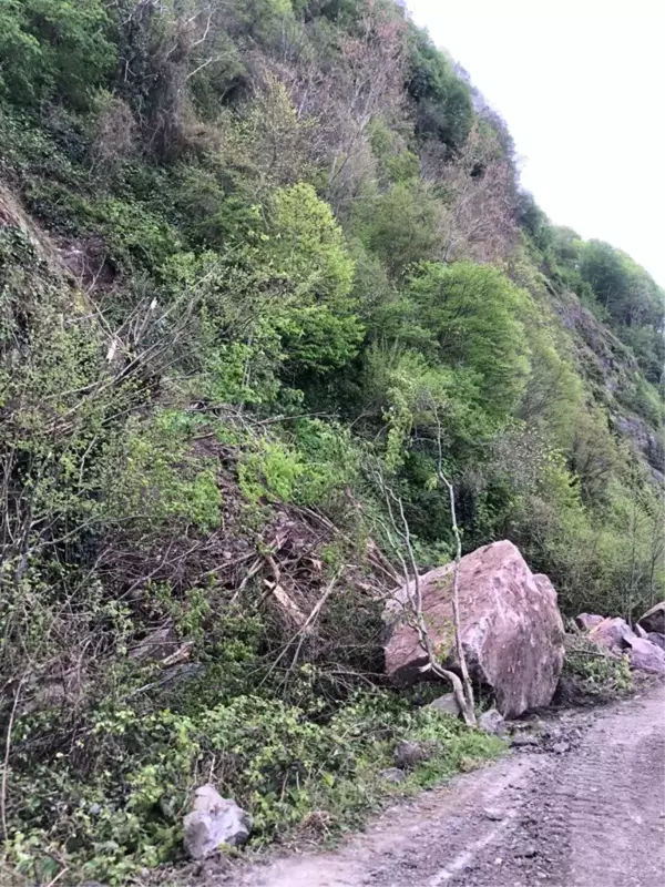 Yamaçtan kopan kaya parçaları temizlendi, Hopa-Kemalpaşa karayolu ulaşıma açıldı