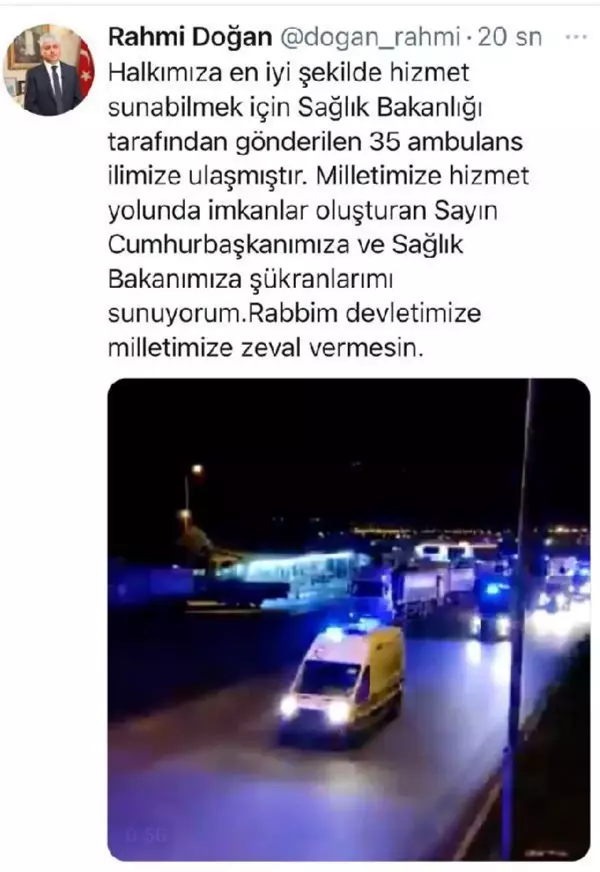 Sağlık Bakanlığınca gönderilen 35 ambulans kente ulaştı