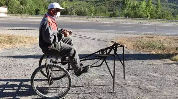 66 yaşındaki mucitten ilginç araç: Yarısı bisiklet, yarısı çekirge