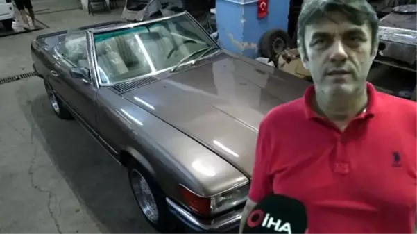 Bursalı kaporta ustası, 150 bin lira harcayarak 1972 model Mercedes'i ilk günkü haline çevirdi