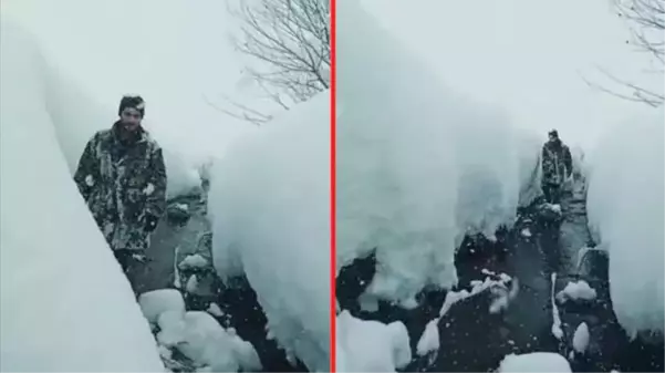 Köy sakinleri insan boyunu aşan kardan dolayı evlerine hapsoldu