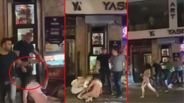 İstanbul'un göbeğinde dehşet anları! Gece kulübünden saçlarından sürükleyerek çıkardıkları kadını tekme tokat dövdüler